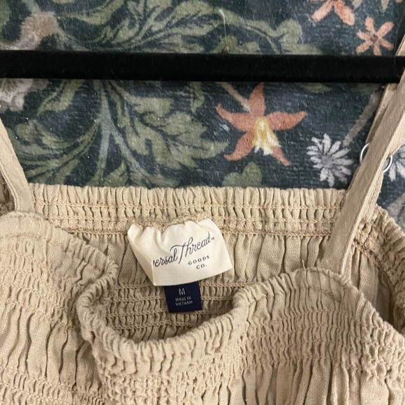 NWT Universal Threads Smocked Mini Sun Dress Tan Medium - Picture 5 of 5